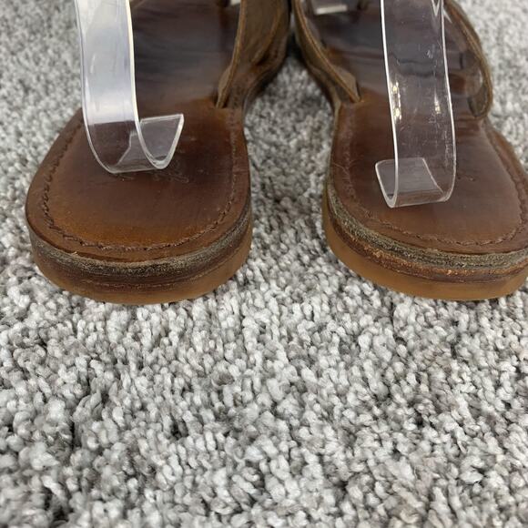 Free People X faryl robin Sandals Womens Size 10 Brown Leather Strappy Toe Loop - Picture 7 of 11